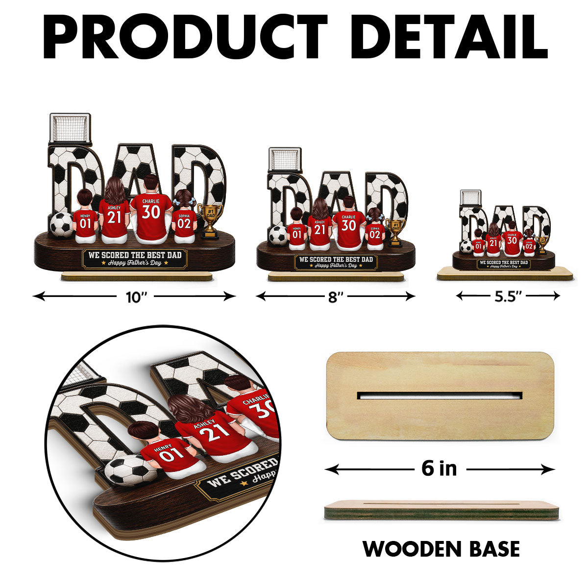 Soccer Family Legend We Scored The Best Dad - Personalized 2-Layered Wooden Plaque -  Gift For Dad, Husband, Soccer Lovers