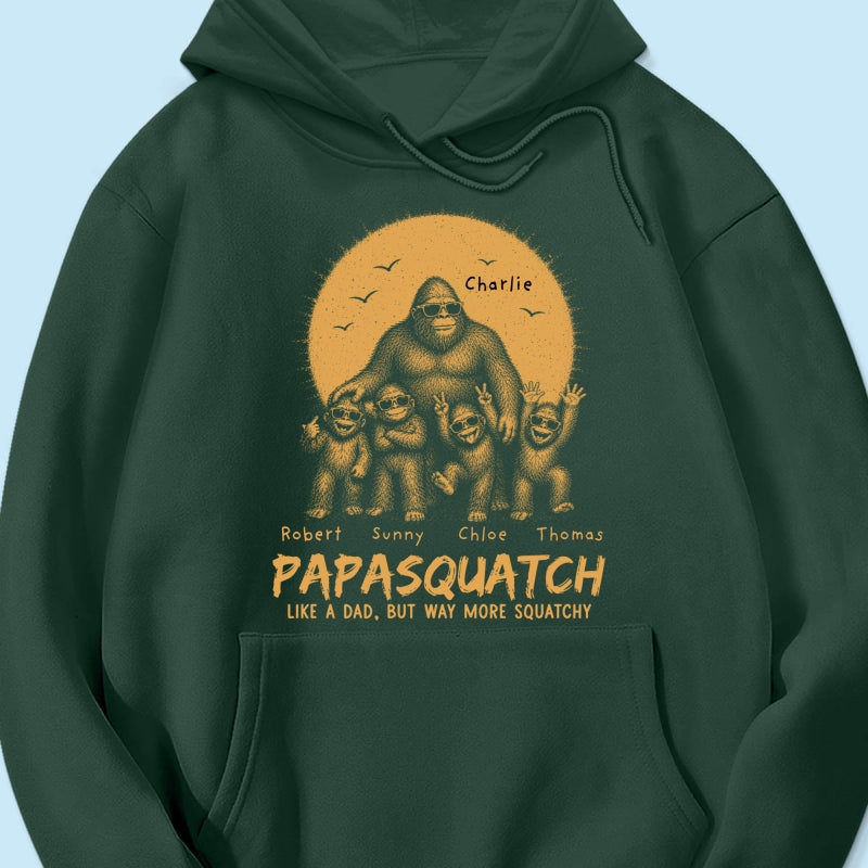 Retro Yellow Vintage Dad Grandpa Papasquatch - Personalized Shirt - Funny Father's Day Gift For Dad, Grandpa Husband