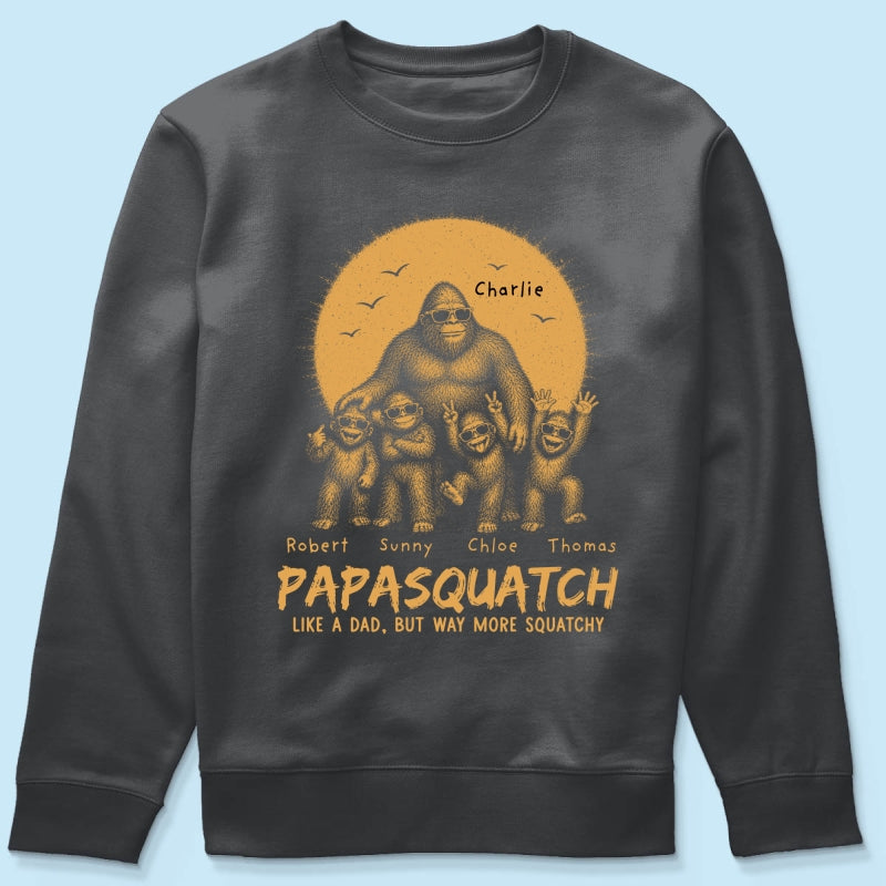 Retro Yellow Vintage Dad Grandpa Papasquatch - Personalized Shirt - Funny Father's Day Gift For Dad, Grandpa Husband