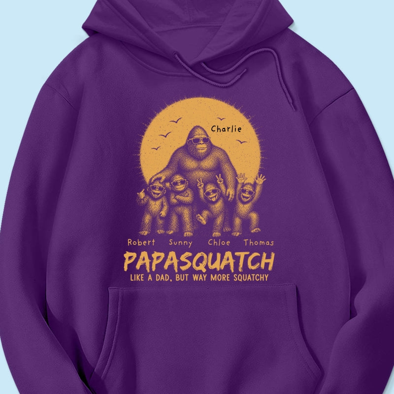 Retro Yellow Vintage Dad Grandpa Papasquatch - Personalized Shirt - Funny Father's Day Gift For Dad, Grandpa Husband
