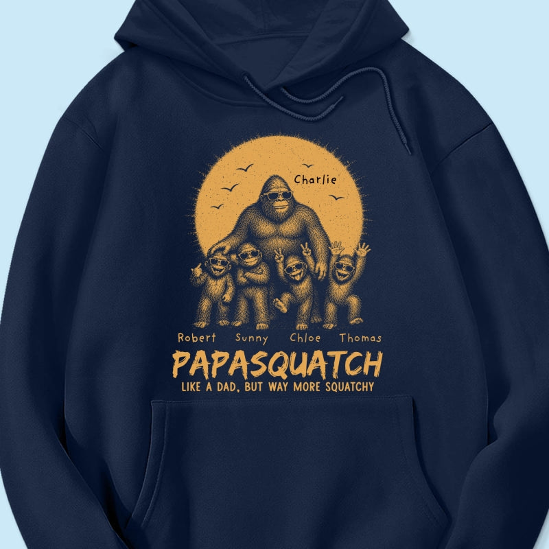 Retro Yellow Vintage Dad Grandpa Papasquatch - Personalized Shirt - Funny Father's Day Gift For Dad, Grandpa Husband