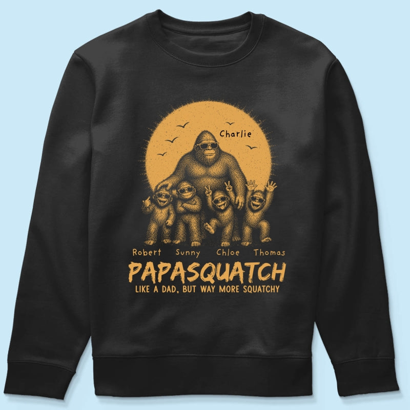 Retro Yellow Vintage Dad Grandpa Papasquatch - Personalized Shirt - Funny Father's Day Gift For Dad, Grandpa Husband