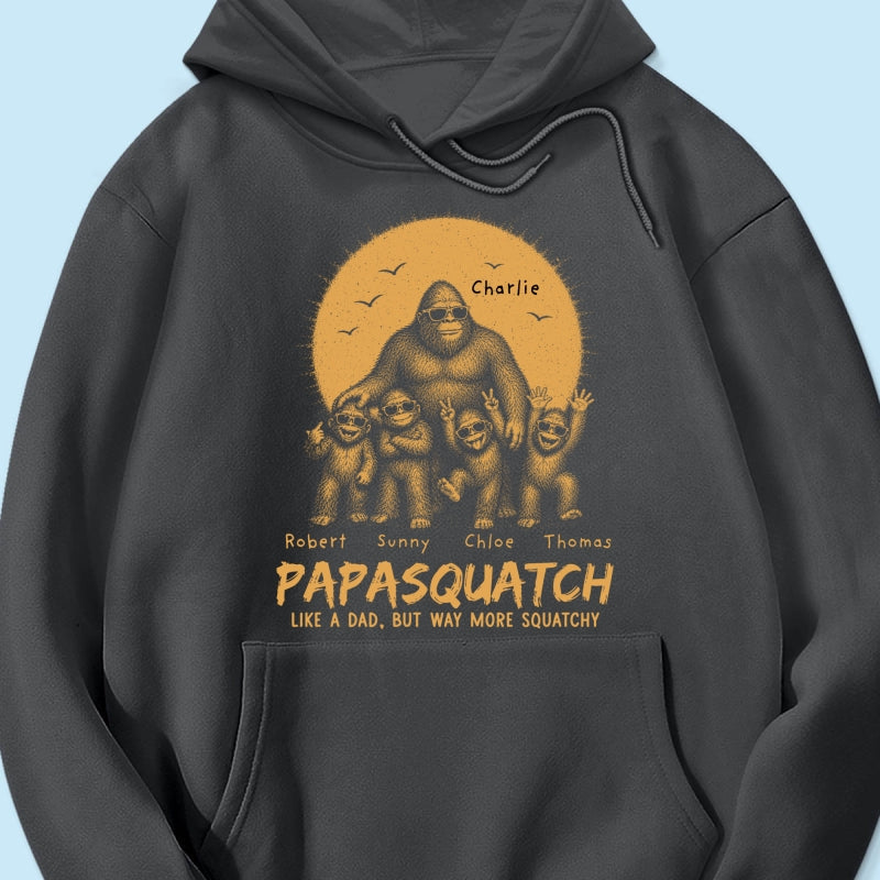 Retro Yellow Vintage Dad Grandpa Papasquatch - Personalized Shirt - Funny Father's Day Gift For Dad, Grandpa Husband