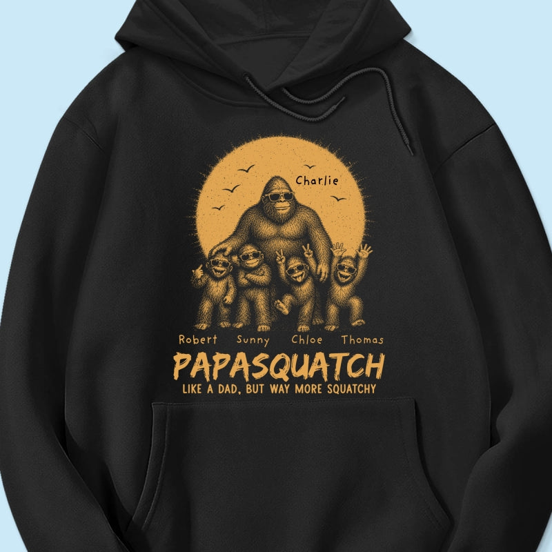 Retro Yellow Vintage Dad Grandpa Papasquatch - Personalized Shirt - Funny Father's Day Gift For Dad, Grandpa Husband