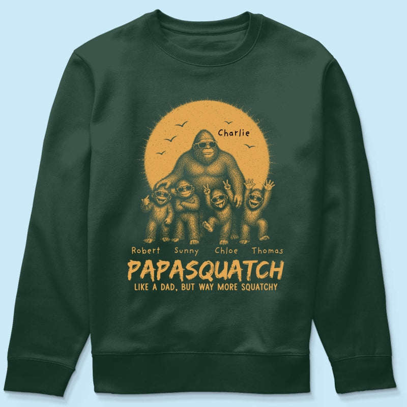Retro Yellow Vintage Dad Grandpa Papasquatch - Personalized Shirt - Funny Father's Day Gift For Dad, Grandpa Husband