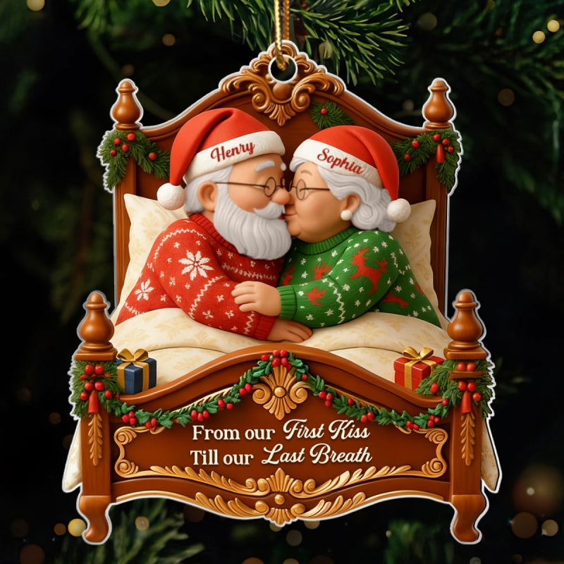 Old Couple Kissing from Our 1st Kiss till Our Last Breath - Personalized Acrylic Ornament - Christmas Gift for him, Gift for her