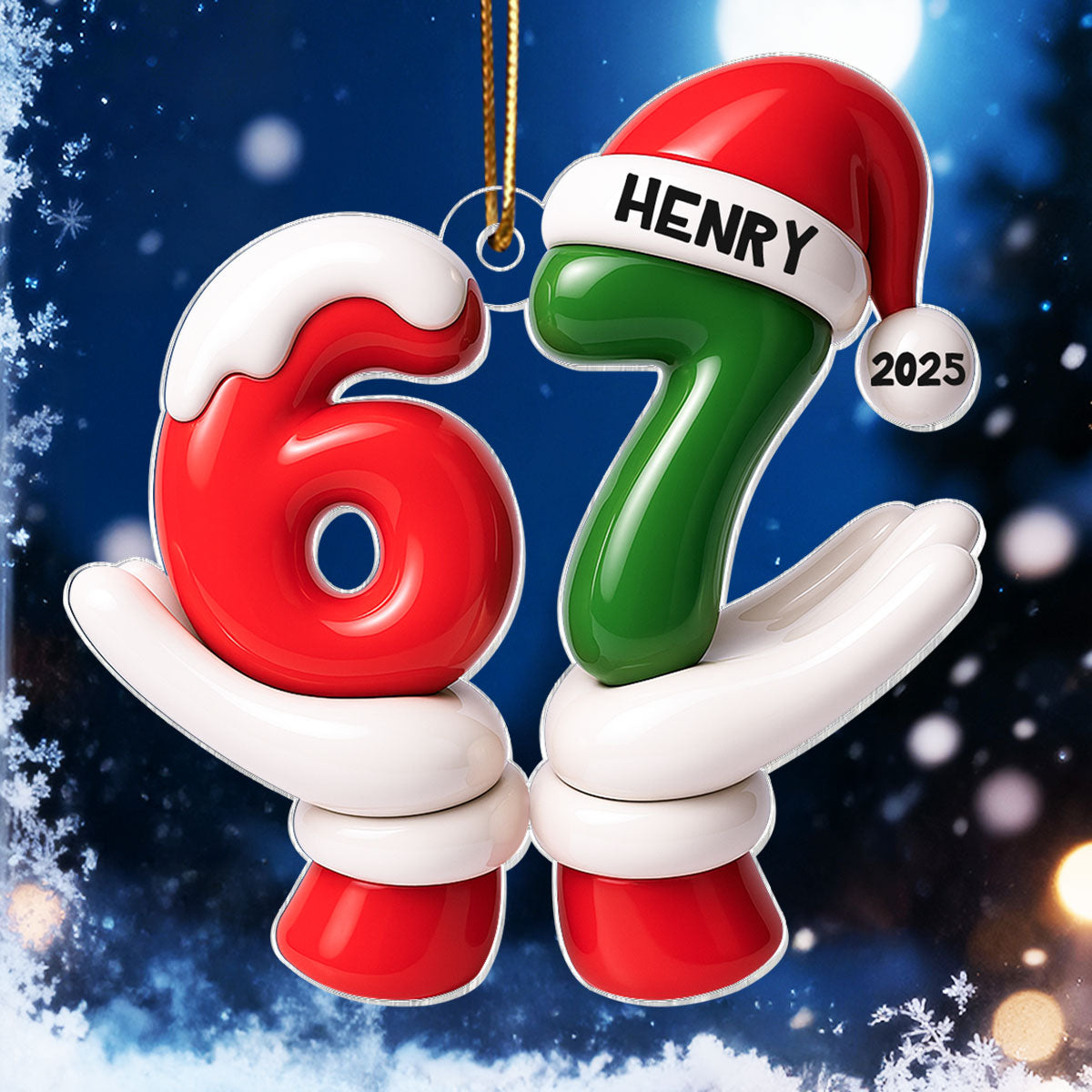 Santa Six Seven Viral Quote Gen Z Tiktok Trend - Personalized Acrylic Ornament - Christmas Gift for Kid, Grandkids