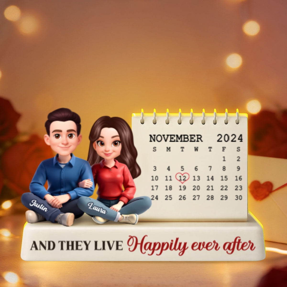 Anniversary Custom Date Calendar - Personalized Light Box - Gift for Couple, for Him, for Her