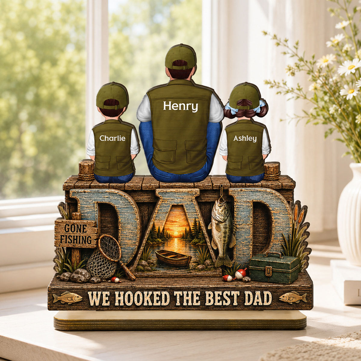 Trending We Hooked The Best Dad - Personalized 2-Layered Wooden Plaque - Gift For Fishing Dad, Fishing Lovers