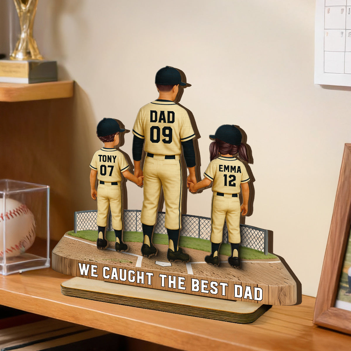 Daddy's Baseball Dream Team - Personalized 2-Layered Wooden Plaque -  Gift For Baseball Dad