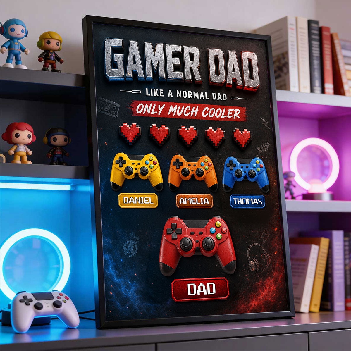 Gamer Dad Much Cooler - Personalized Poster - Father's Day Gift for Gamer Dad, Husband