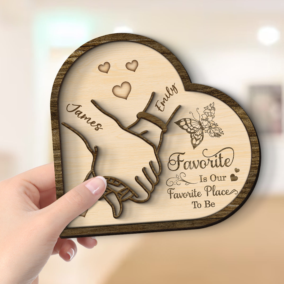 Together Is Our Favorite Place To Be - Personalized 2-Layered Wooden Plaque - Anniversary, Valentine's Day Gift, Gift For Him, Gift For Her