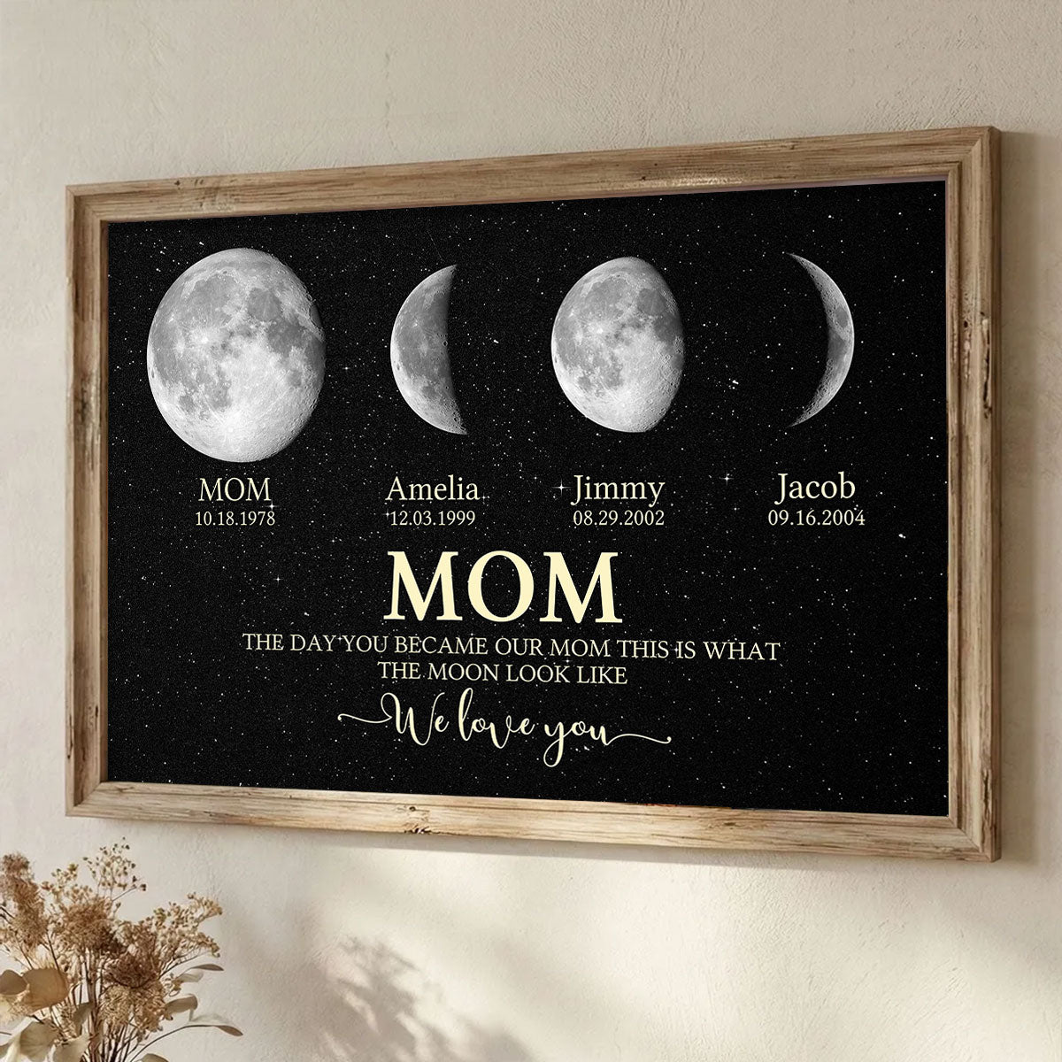 Custom Moon Phase with Kids Names, The Day You Became My Dad Mom - Personalized Poster - Gift for Dad, Mom