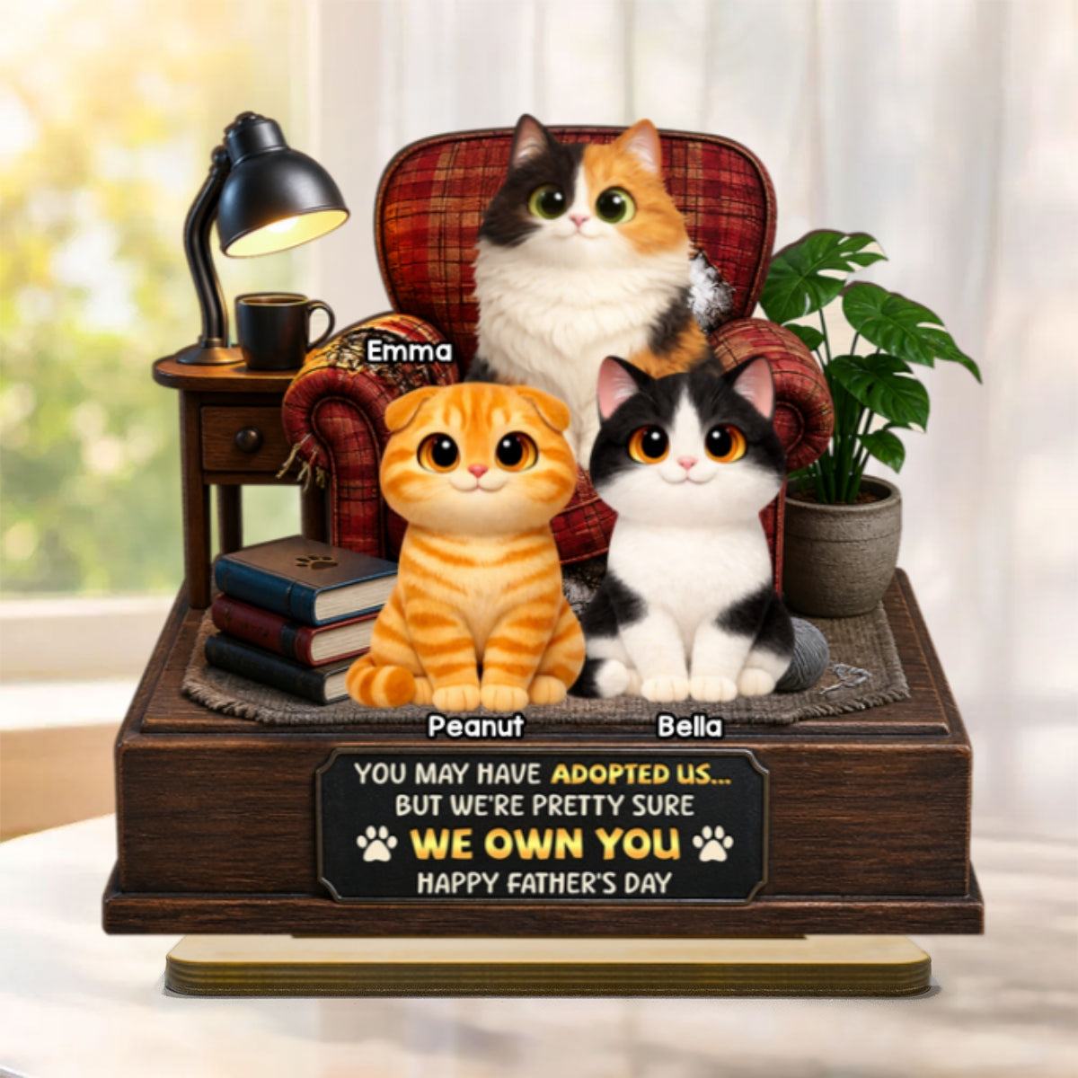 Pretty Sure We Own You - Personalized 2-Layered Wooden Plaque - Funny  Gift for Cat Dad