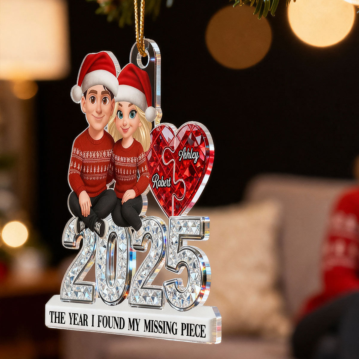 3D Effect Shining Effect Beautiful Couple The Year I Found My Missing Piece - Personalized Acrylic Ornament