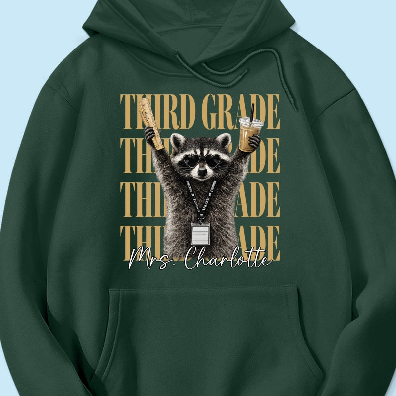 Grade Level Funny Raccoon Teacher - Personalized Shirt - Back To School Gift