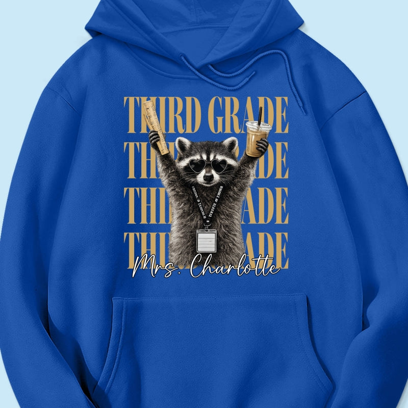 Grade Level Funny Raccoon Teacher - Personalized Shirt - Back To School Gift
