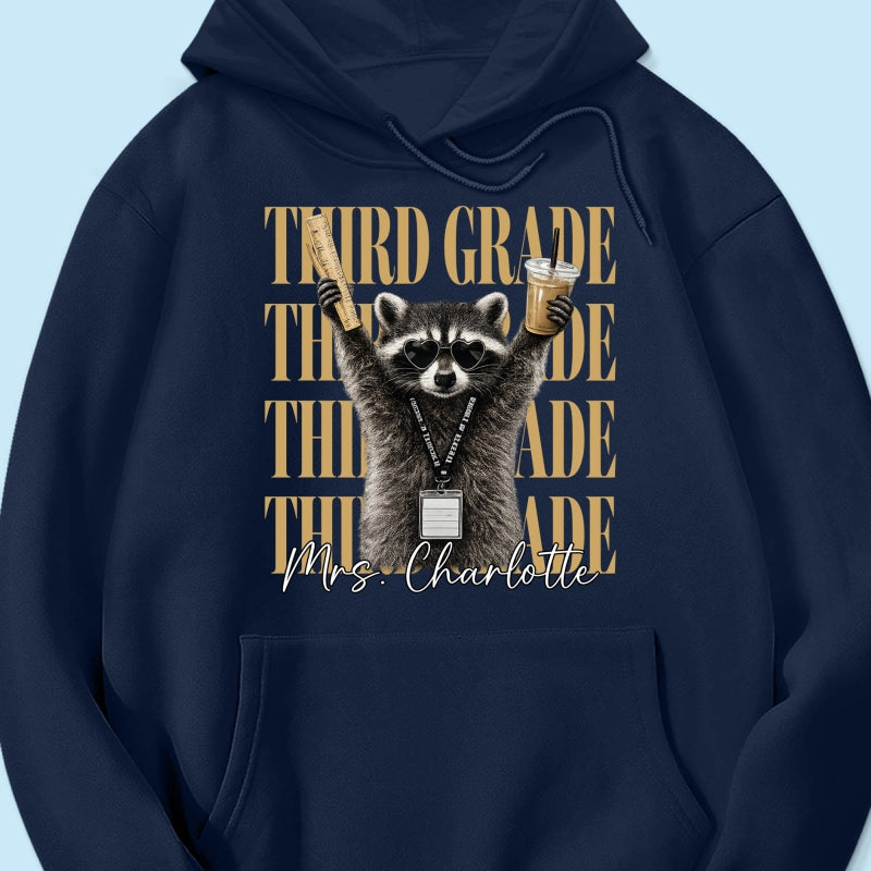 Grade Level Funny Raccoon Teacher - Personalized Shirt - Back To School Gift