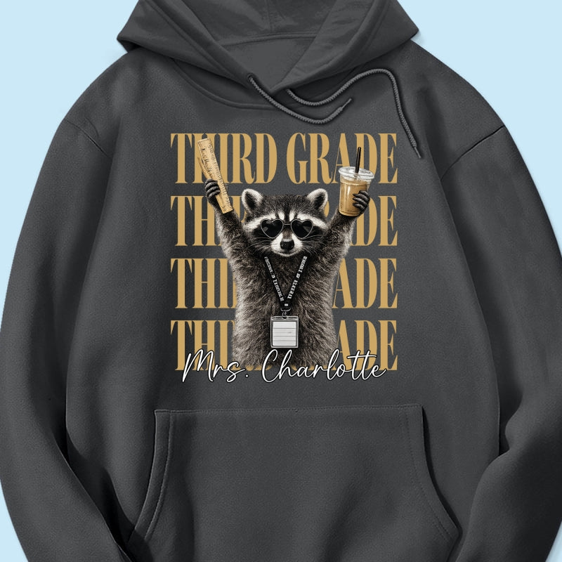 Grade Level Funny Raccoon Teacher - Personalized Shirt - Back To School Gift