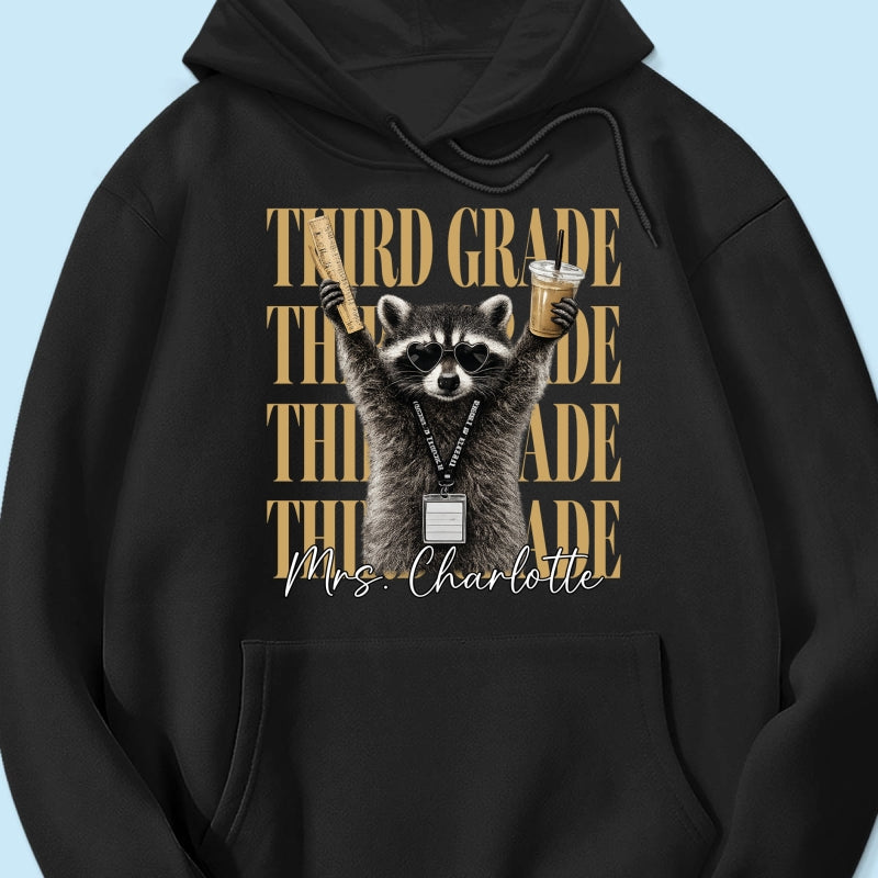 Grade Level Funny Raccoon Teacher - Personalized Shirt - Back To School Gift