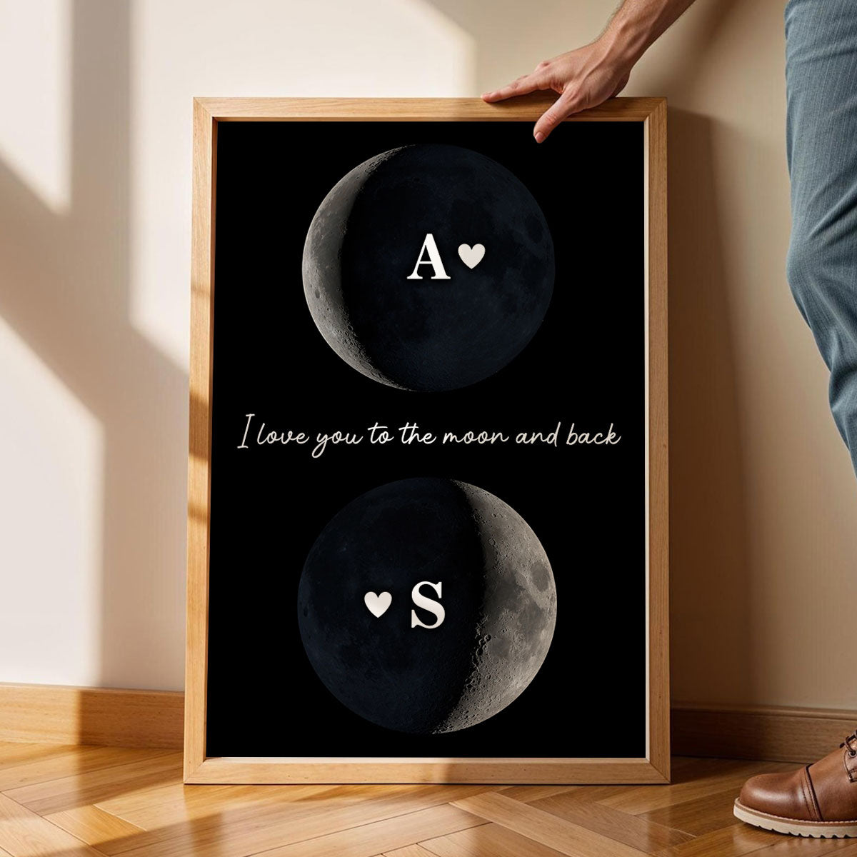 Custom Couple Birth Date Moon Phase - Personalized Poster - Valentine's Day Gift For Couple, For Her, For Him