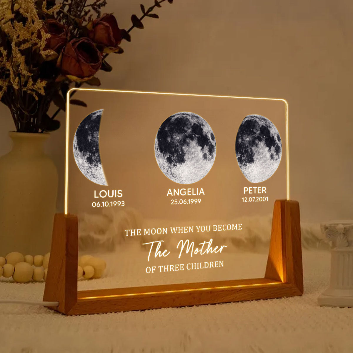 Mom Sky Moon Phase - Personalized LED Night Light - Sentimental Mother's Day Gift for Mom