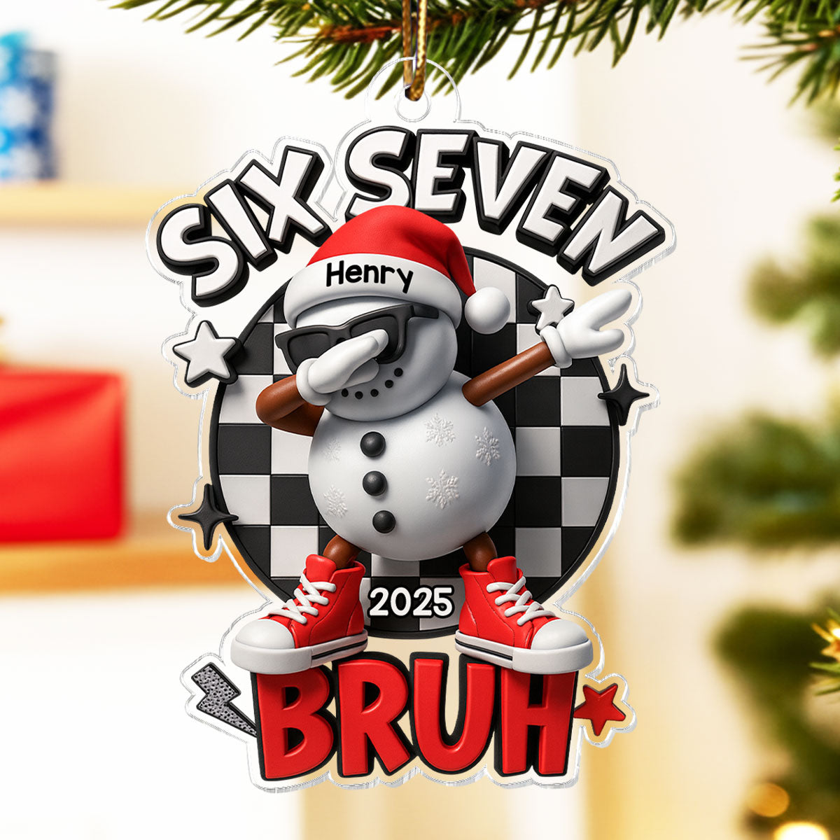 Trending Six Seven Bruh - Personalized Acrylic Ornament - Christmas Gift for Kid, Grandkids