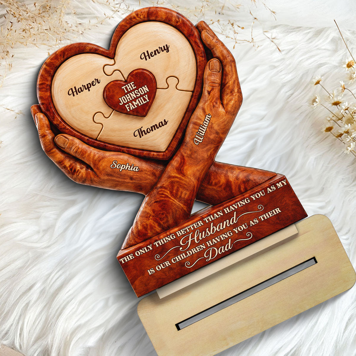 Our Children Having You As Their Dad 2D Flat Printed - Personalized 2-Layered Wooden Plaque -  Gift For Husband