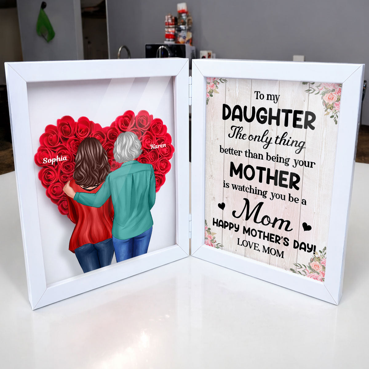 To My Daughter The Only Thing - Personalized Flower Shadow Box - Heartfelt Gift For Daughter