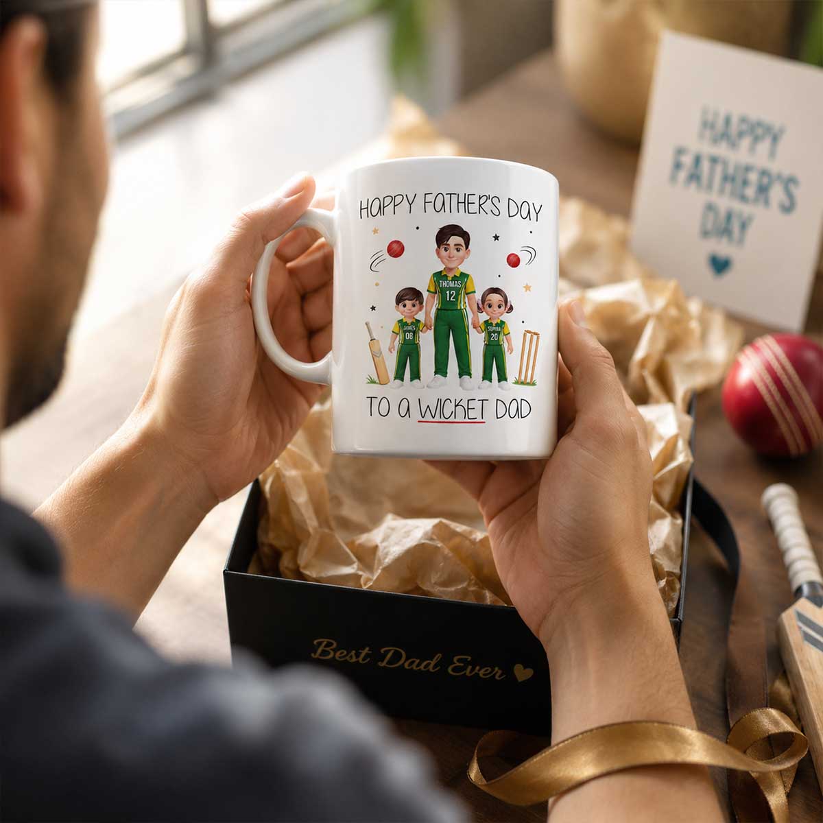 Happy Father's Day To A Wicket Dad - Personalized Mug - Father's Day Gift For Cricket Dad