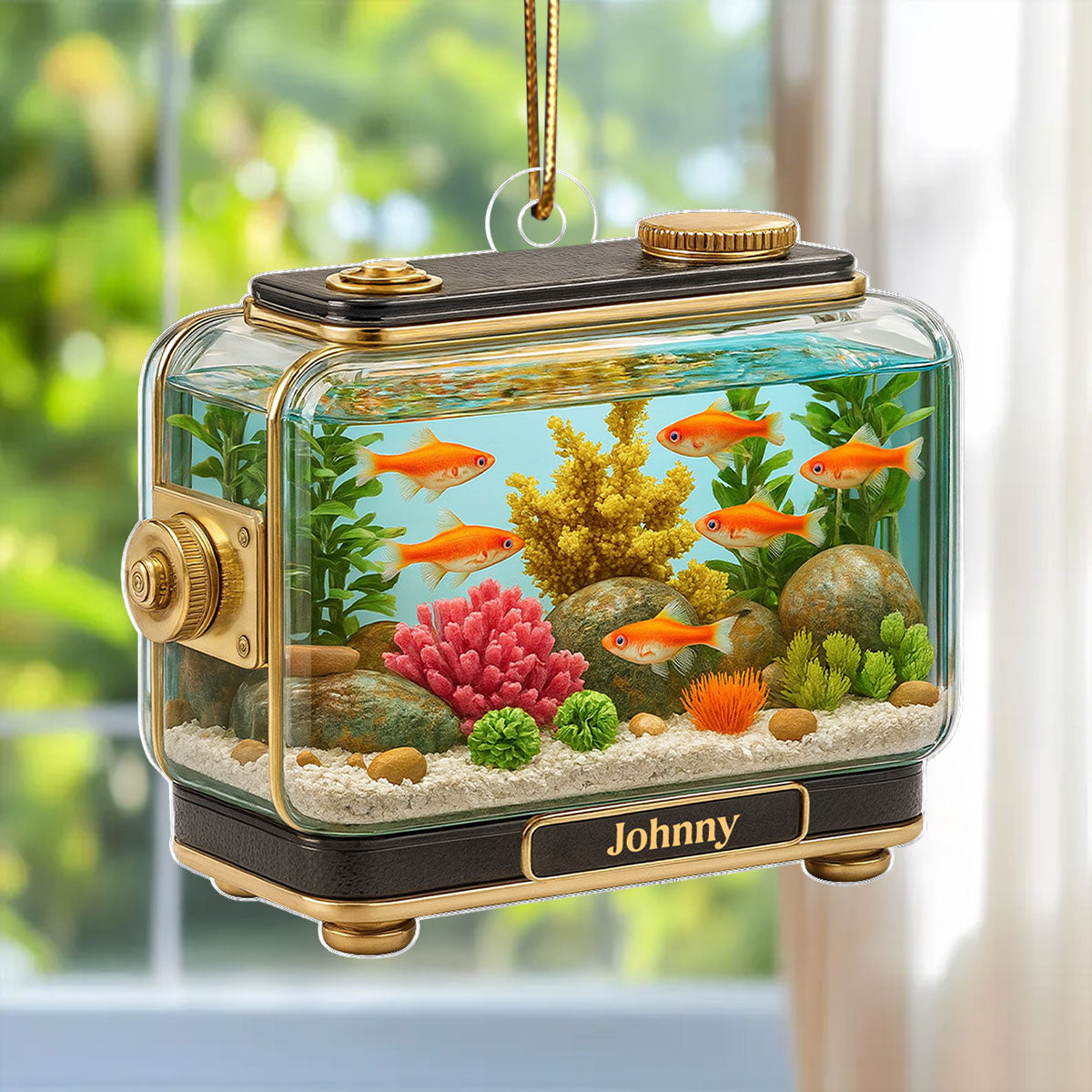 Retro Aquarium Fish Tank - Personalized Acrylic Ornament - Christmas Decor Gift for Fish Lovers, Gift for Office, Home Decor 2025