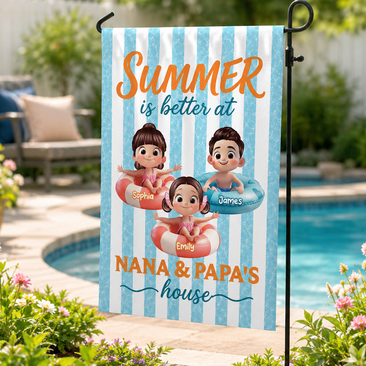 Summer Is Better At Grandma Grandpa House - Personalized Garden Flag