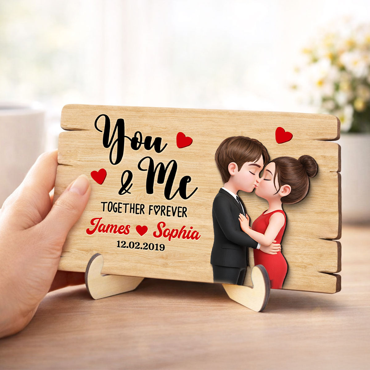 You & Me Together Forever - Personalized 2-Layered Wooden Plaque - Anniversary, Valentine's Day Gift, Gift For Him, Gift For Her