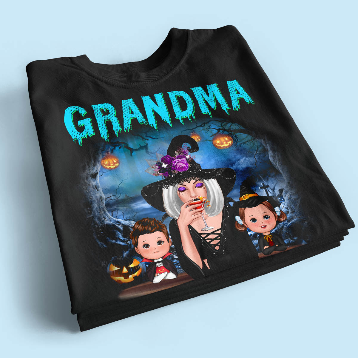 Halloween Night Grandma Witch And Kids Personalized Shirt