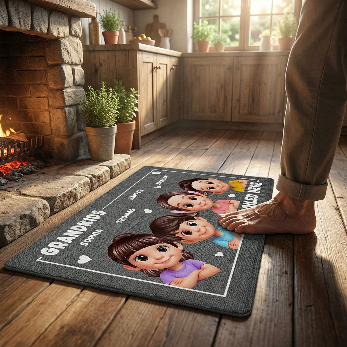 Grandkids Spoiled Here - Personalized Doormat - Mother's Day Gift For Grandma, Gift For Grandparents