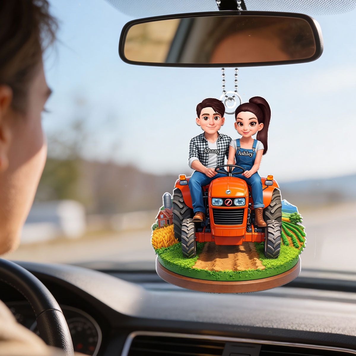 Farmer Couple - Personalized Car Hanger - Gift for Couple