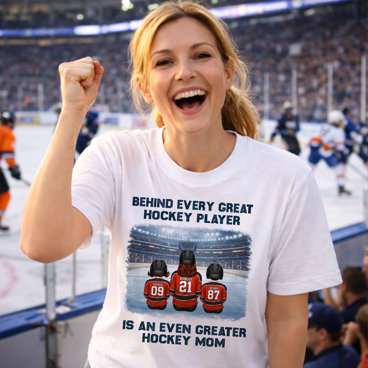 Behind Every Great Hockey Play Is An Even Greater Hockey Mom - Personalized Shirt - Mother's Day Gift For Hockey Mom, Gift For Wife