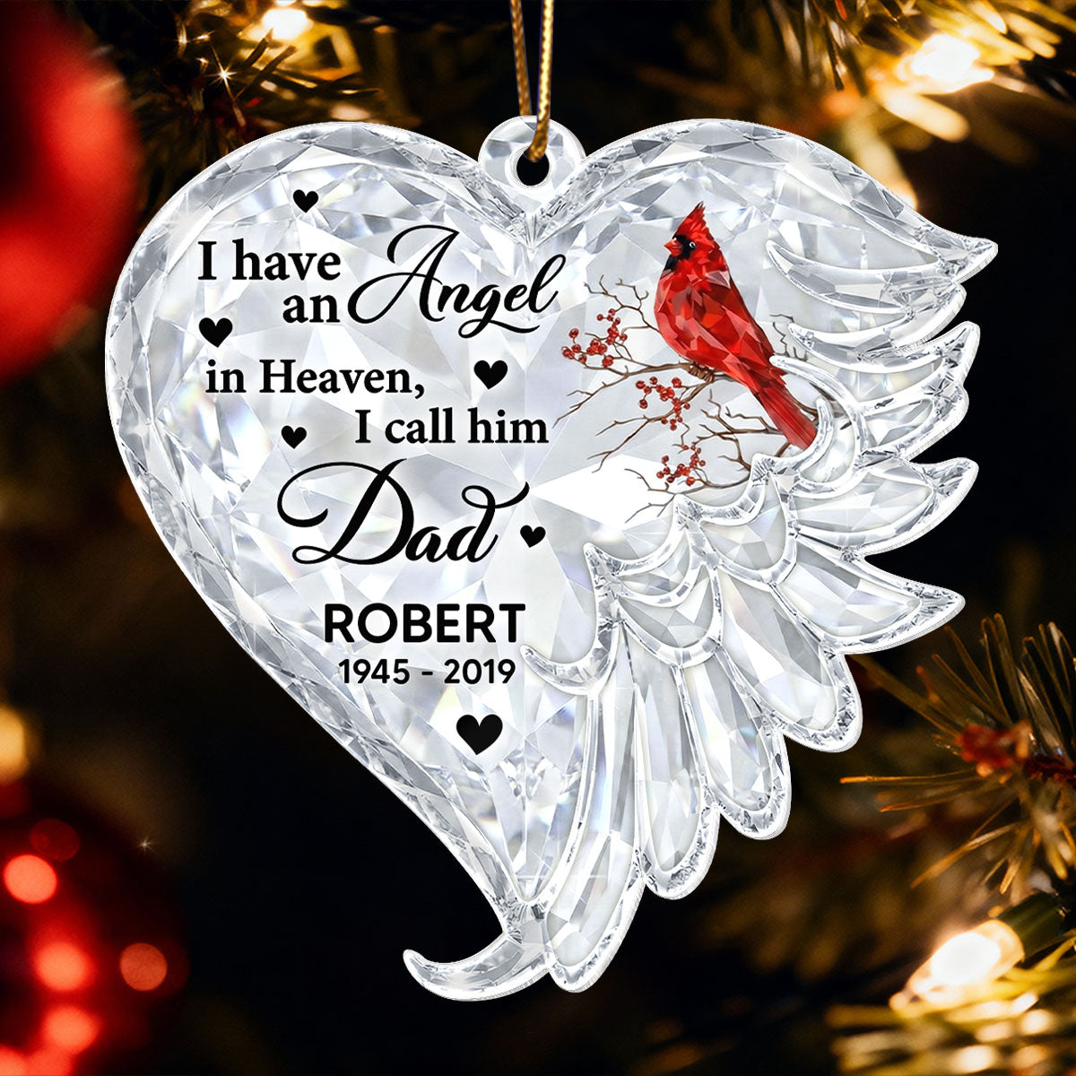 3D Crystal Effect Christmas in Heaven - Personalized Acrylic Ornament - Remembrance Gift, Sympathy Gift For Whole Family, Extended Family