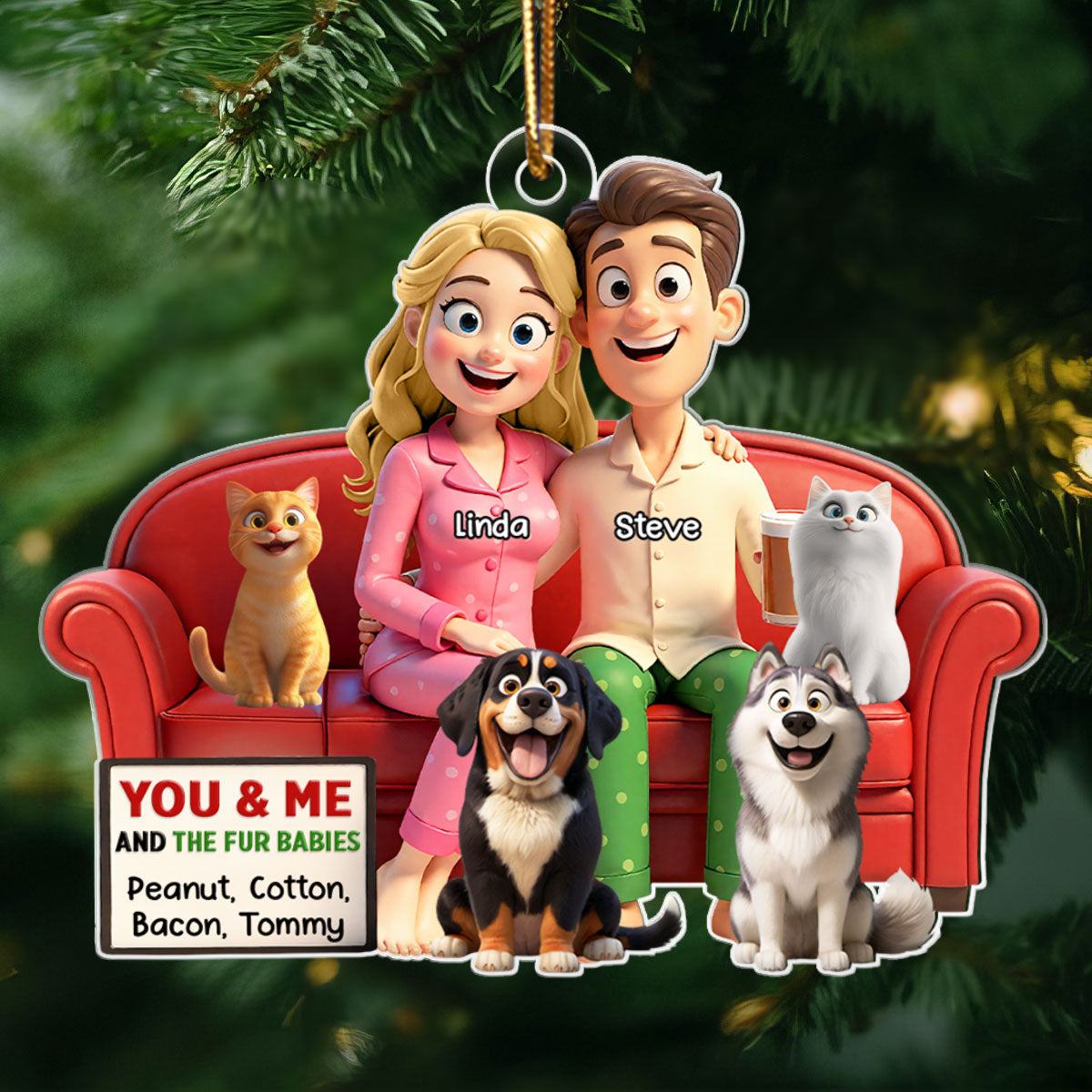 Cartoon Couple You & Me We Got This - Personalized Acrylic Ornament - Christmas Gift for him, Gift for her