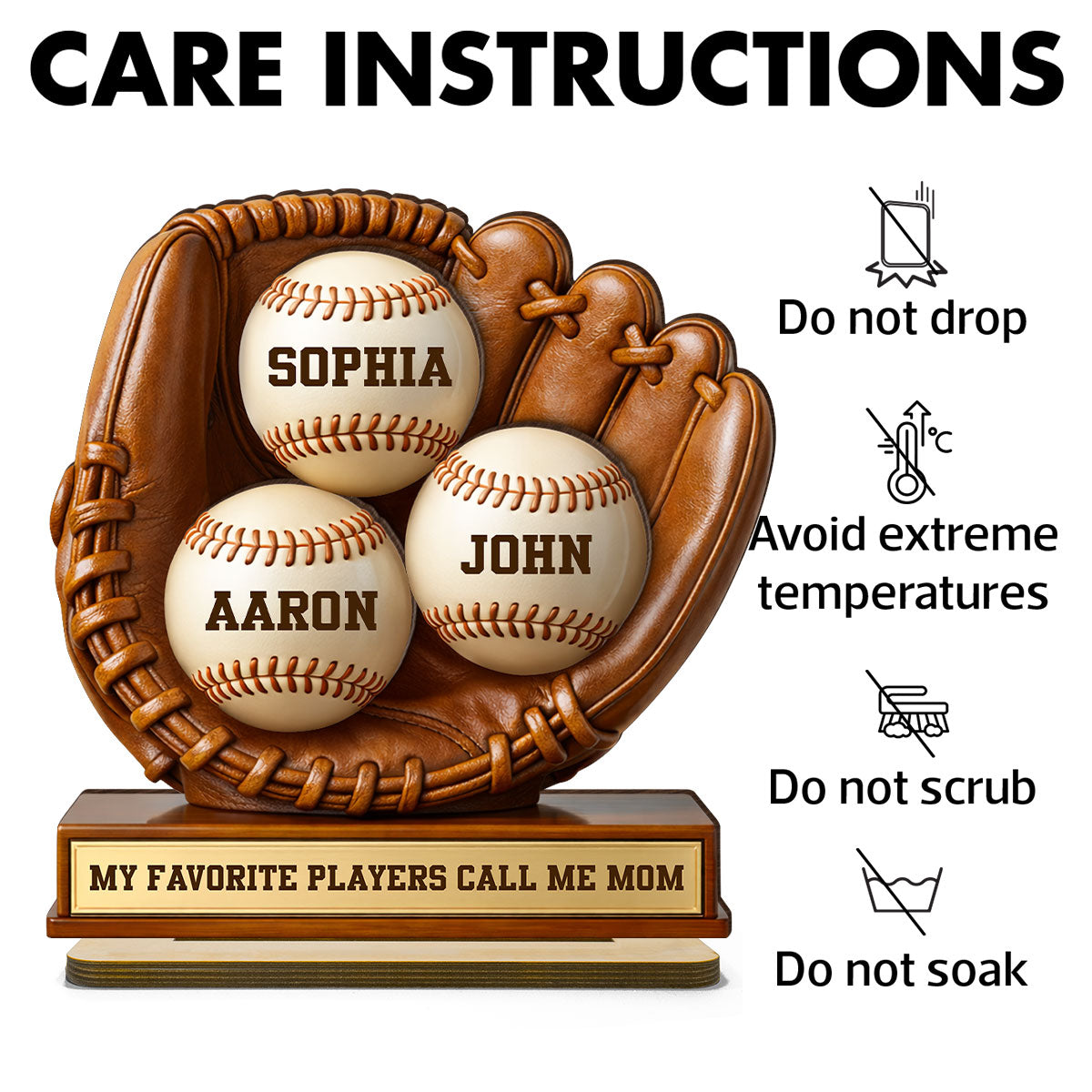 My Favorite Players Call Me Mom - Personalized 2-Layered Wooden Plaque - Sentimental Keepsake, Mother's Day Gift for Mom, Wife