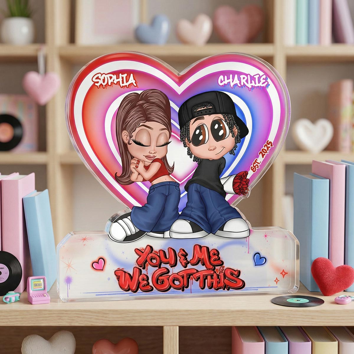 Eternal Love Y2K Couple - Personalized Acrylic Block Plaque - Heartfelt Valentine's Day Gift, Anniversary Gift For Couple, For Him, For Her