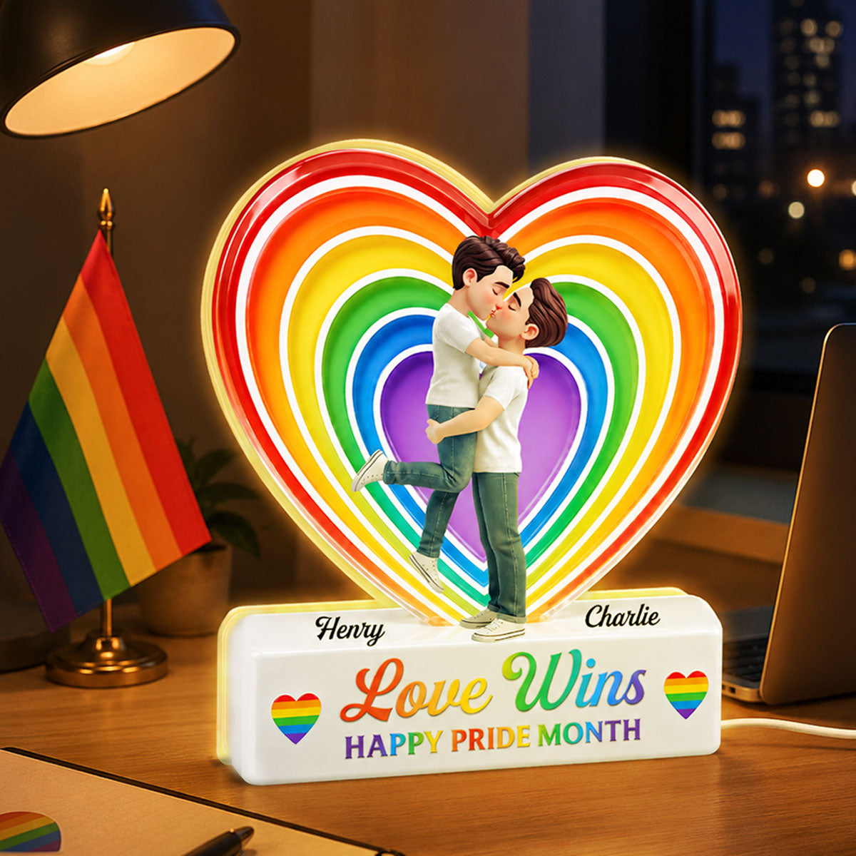 LGBT+ Couple Forever Love Is Love - Personalized Light Box - Gift For Couple, Happy Pride Month