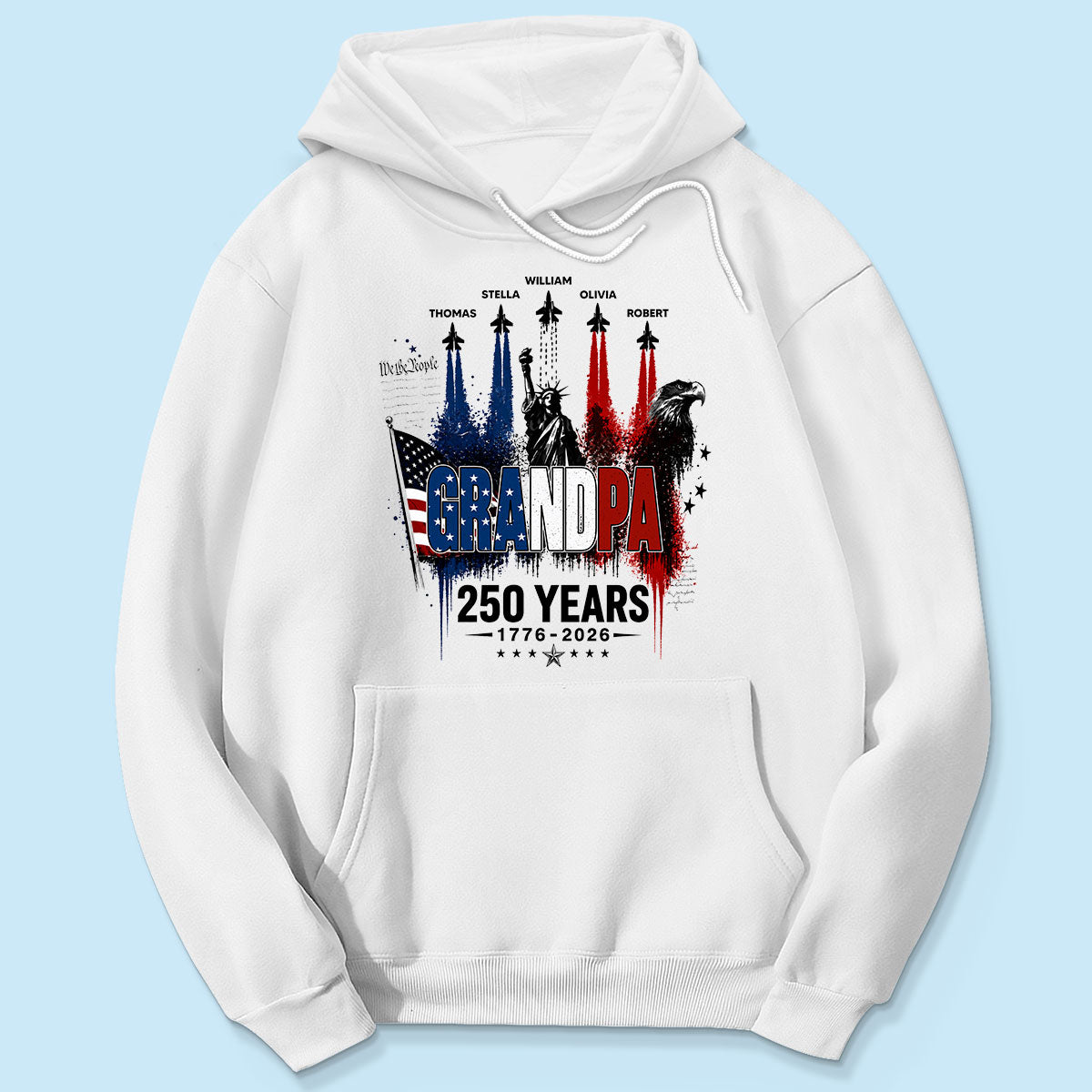 Strong Proud Grandpa Jet Fighter America 250th Anniversary - Personalized Shirt - Father's Day Gift For Dad, Grandpa