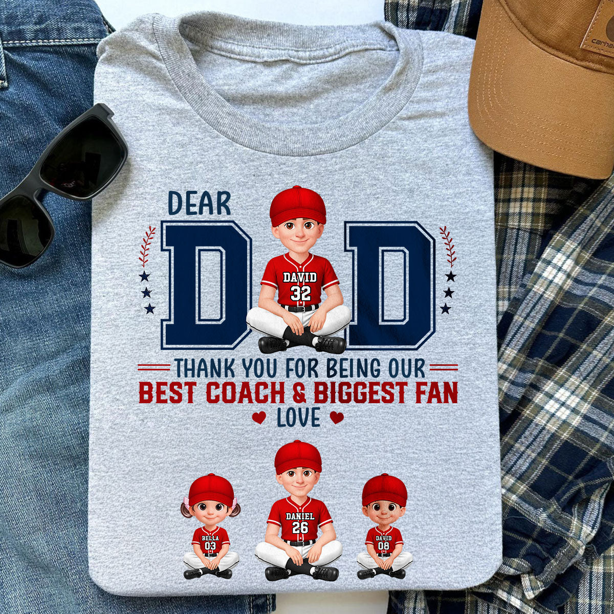 Baseball Dear Dad Thank You - Personalized Shirt - Father's Day Gift For Baseball Dad