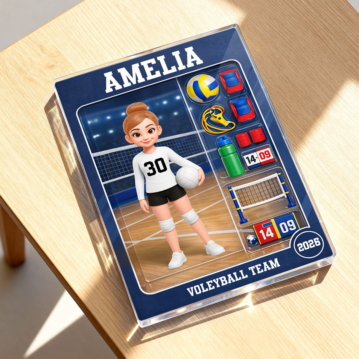 Volleyball Girl Action Figure - Personalized Acrylic Block Plaque - Unique Gift For Daughter, Granddaughter