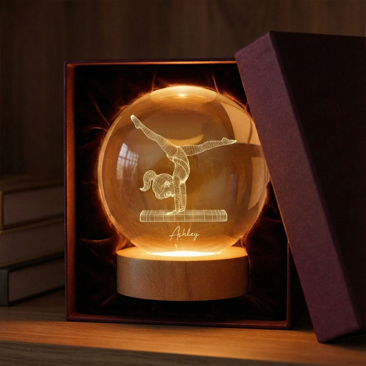 Sport Lover 3D Illusion Art - Personalized Crystal Ball LED Night Light - Gift For Sport Lover Baseball, Football, Gymnastics, Volleyball, Soccer
