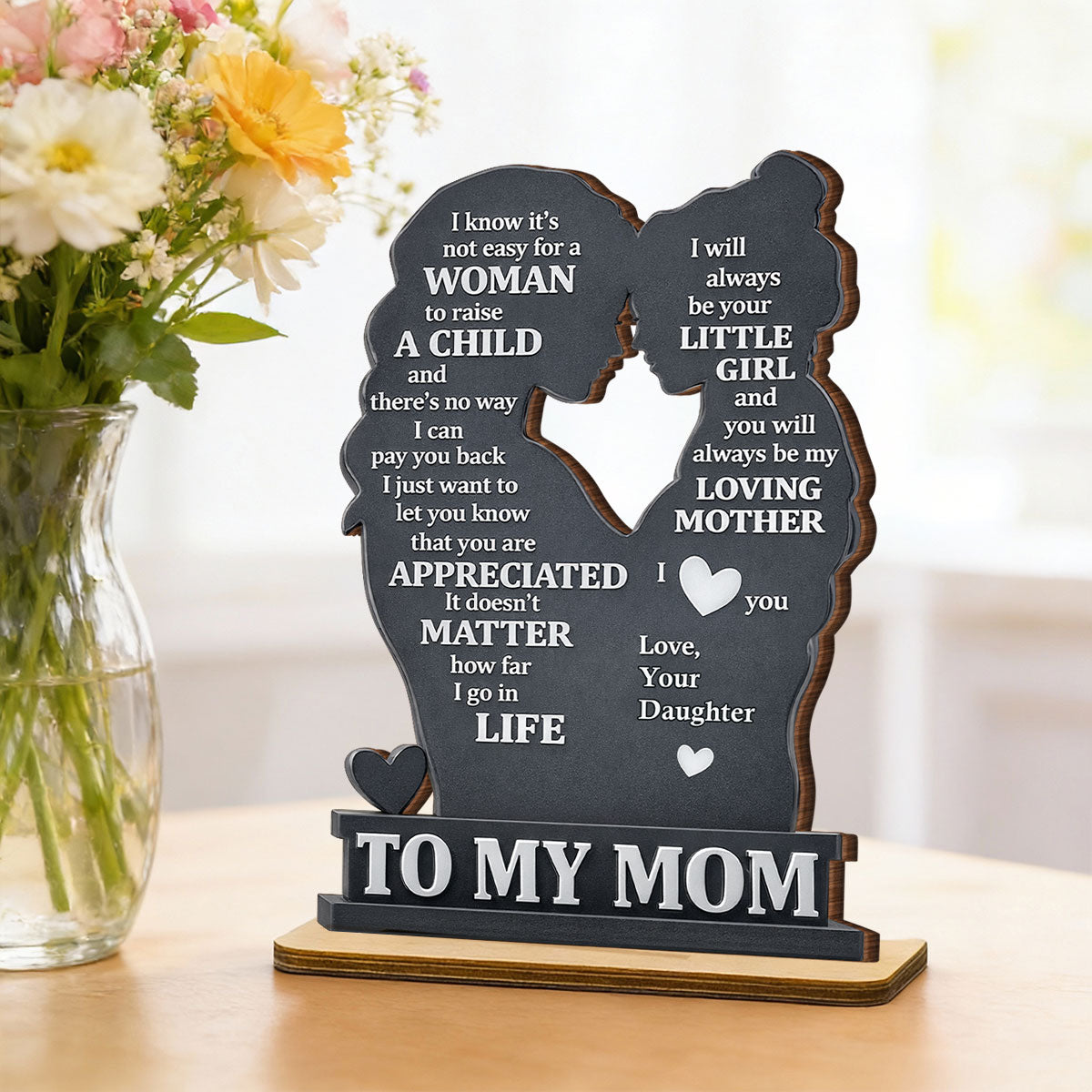 To My Mom - Personalized 2-Layered Wooden Plaque - Heartfelt Gift For Mom, Grandma