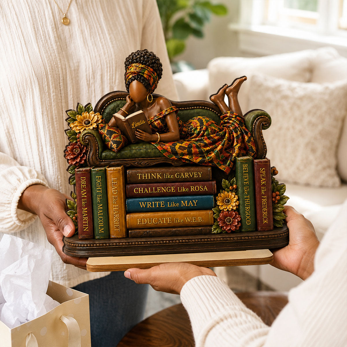 Black History Book Lover - Personalized 2-Layered Wooden Plaque - Custom Book Lover Gift