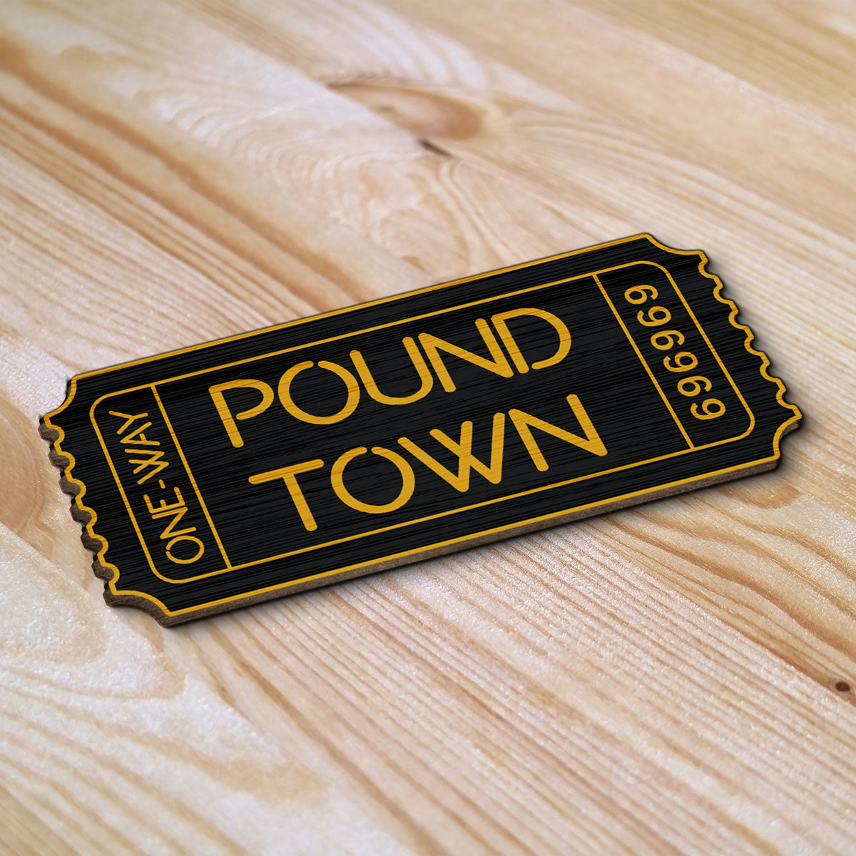 Funny Inappropriate Couple Pound Town Ticket - Personalized Wooden Ornament - Gift For Him, Gift For Her