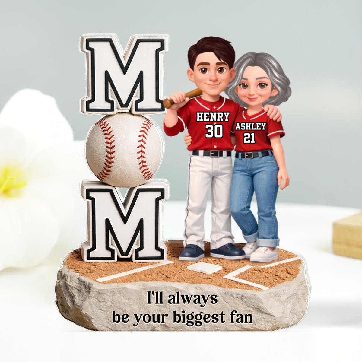 I'll Always Be Your Biggest Fan Mom Daughter Son Baseball - Personalized Acrylic Block Plaque - Heartfelt Gift For Baseball Mom